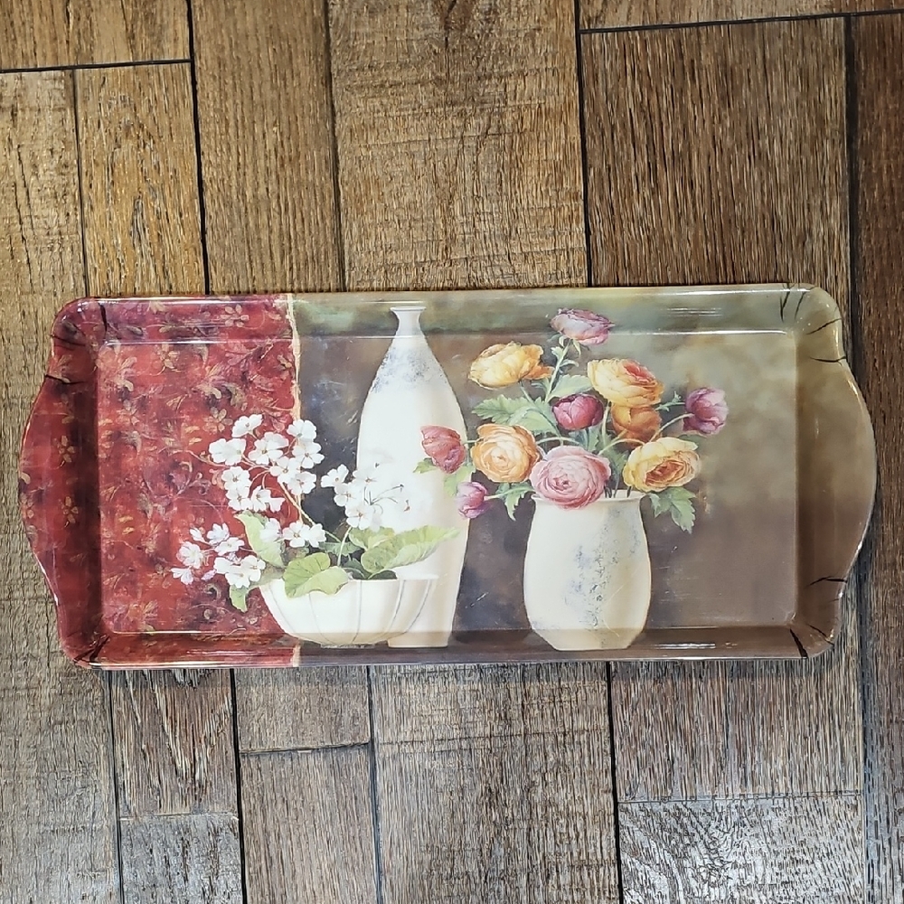 Floral Decorative Serving Tray Fabrice de Villeneuve